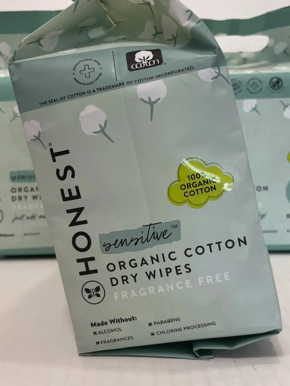 Honest Company 100% Organic Cotton DRY Wipes Multi-Use 192 ct x3 = 576 wipes